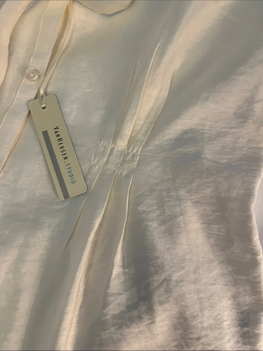 Van Heusen Cream Short-Sleeve Tie-Front Blouse
